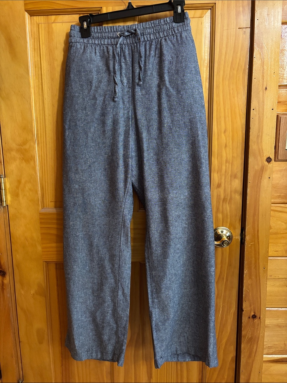 Ann Taylor Factory Heathered Gray Drawstring Linen Trousers